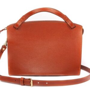 Hazelnut Brown Genuine Leather Handbag - Handcrafted Moroccan Style