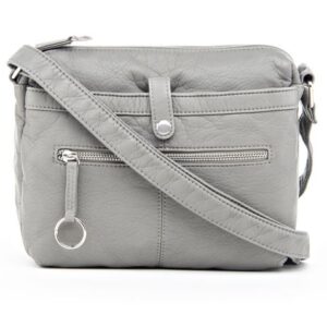 Elegant Gray Moroccan Leather Handbag with Vintage Design