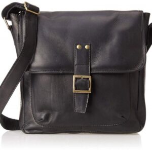 Elegant Moroccan Black Leather Handbag with Multiple Pockets