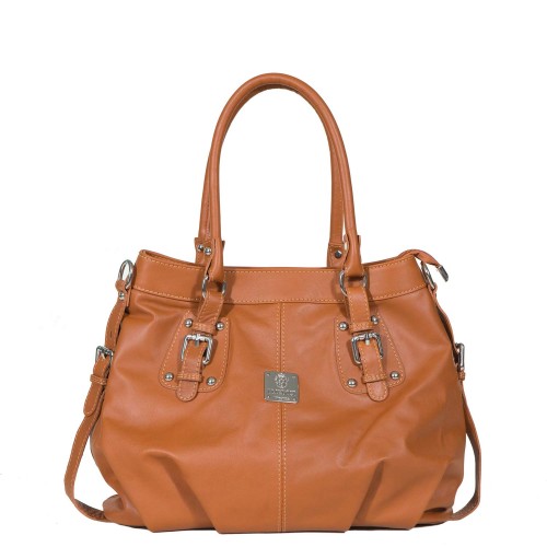 Moroccan Russet Leather Handbag with Spacious Compartments