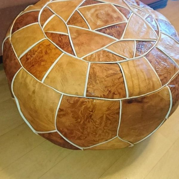 Luxurious Genuine Leather Moroccan Pouf - Handcrafted in Morocco