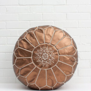 Brown Moroccan Handmade Leather Pouf | Premium Genuine Leather