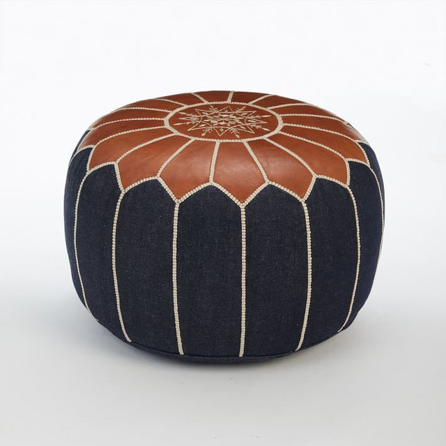 Handcrafted Moroccan Leather Pouf - Cozy Seating Option