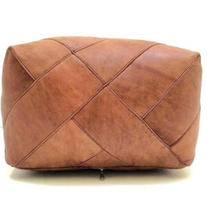 Moroccan Leather Poufs | Handcrafted Tan Square Poufs
