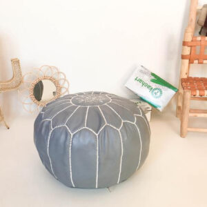 Handcrafted Genuine Leather Moroccan Pouf - Cozy and Stylish Option