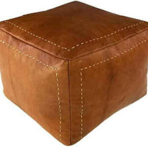Embroidered Leather Moroccan Poufs - Handcrafted Comfort & Style