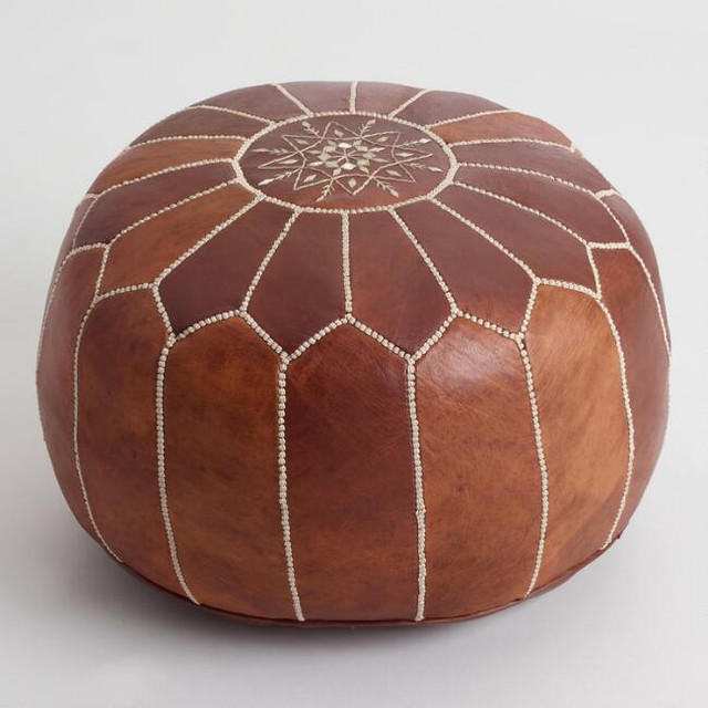 Cozy Moroccan Leather Pouf for Stylish Seating