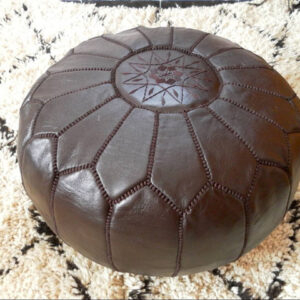 Luxurious Chocolate Brown Leather Moroccan Pouf