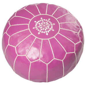 Vibrante Pink Moroccan Leather Pouf - Handcrafted Luxury Pouf