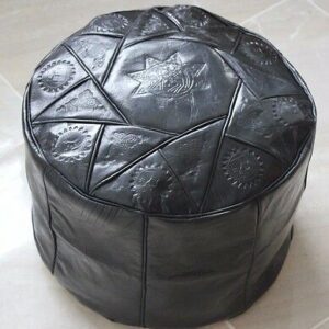 Luxury Moroccan Leather Pouf - Handcrafted Genuine Leather Seating