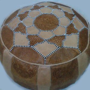Handcrafted Leather Moroccan Pouf - Premium Genuine Leather