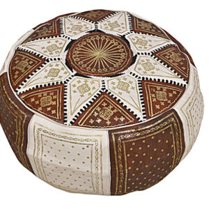 Moroccan Leather Pouf 091 - Handmade Genuine Leather Seating
