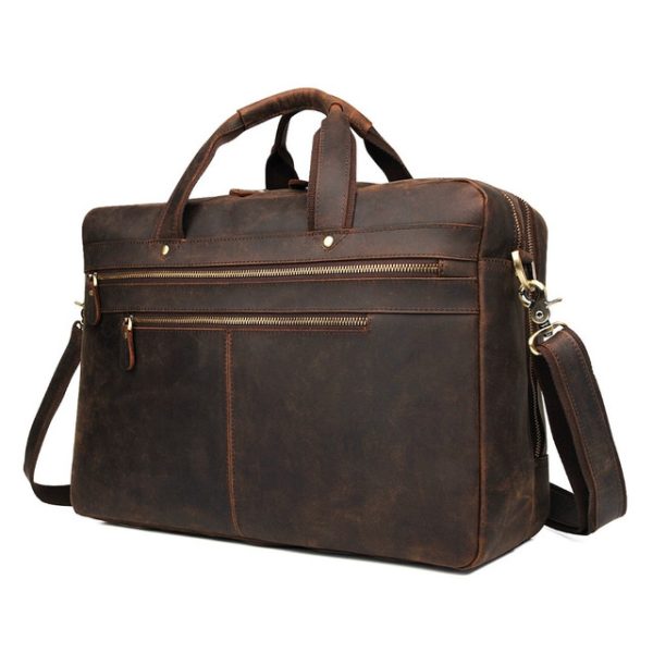 Distressed Brown Leather Messenger Bag - Handmade Moroccan Style