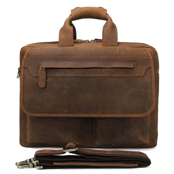 Moroccan Leather Messenger Bag - Vintage Handmade Brown