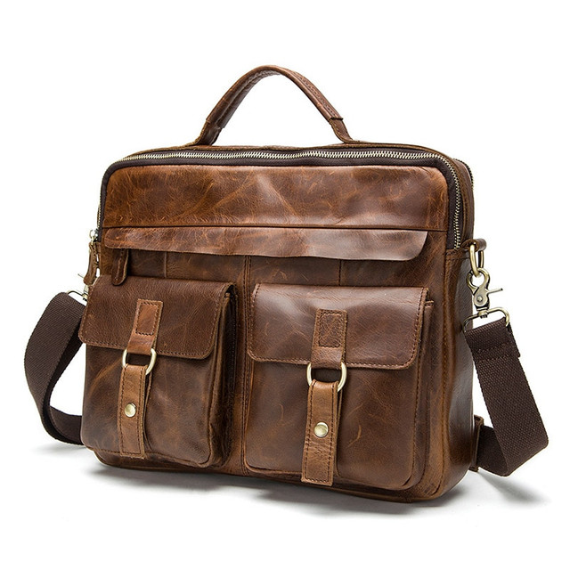 Moroccan Leather Distressed Brown Messenger Bag - Stylish and Durable Unisex Accessory
