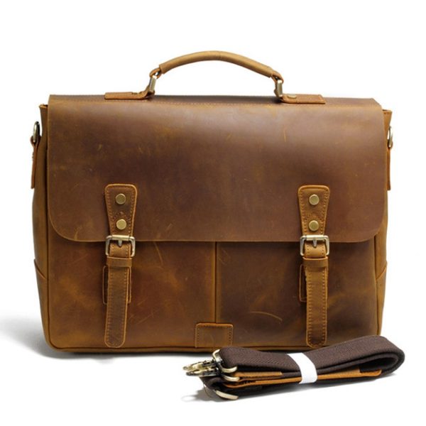 Urban Chic Distressed Brown Leather Messenger Bag - Premium Quality & Versatile Style