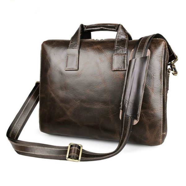 Brown Leather Moroccan Messenger Bag - Handcrafted Vintage Style