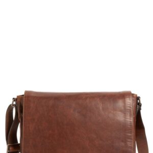 Luxurious Dark Tan Leather Messenger Bag | Handcrafted by Fez Tanneries