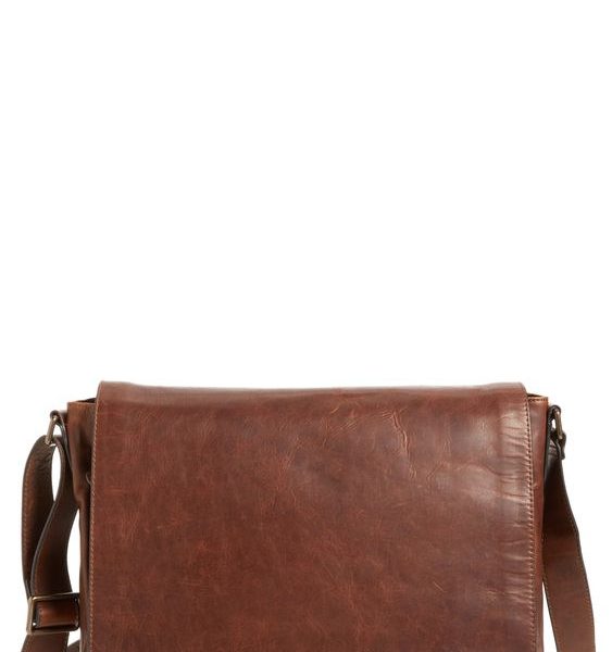 Luxurious Dark Tan Leather Messenger Bag | Handcrafted by Fez Tanneries