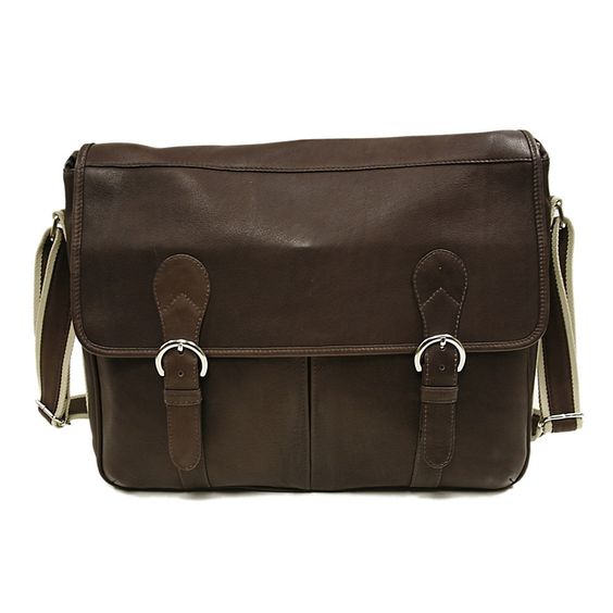 Dark Brown Leather Messenger Bag with Multiple Pockets | Fez Tanneries