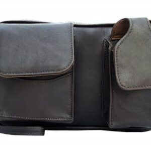 Gray Leather Moroccan Messenger Bag | Fez Tanneries
