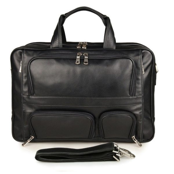 Sophisticated Moroccan Leather Messenger Bag - Black Vintage Style