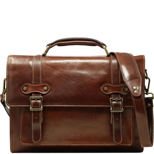 Exquisite Chestnut Brown Leather Moroccan Messenger Bag