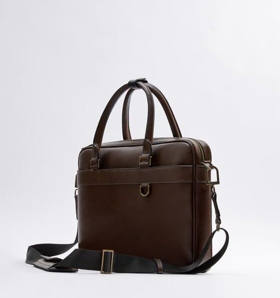 Brown Leather Handmade Messenger Bag from Fez, Morocco