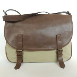 Handmade Moroccan Leather Messenger Bag | Beige & Brown