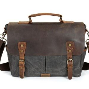 Premium Leather Moroccan Messenger Bag in Gray and Brown - Handcrafted Luxury