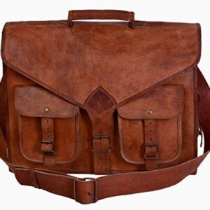 Moroccan Leather Messenger Bag: Dark Tan Handcrafted Elegance