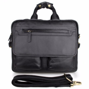 Handmade Black Leather Moroccan Messenger Bag | Stylish & Durable