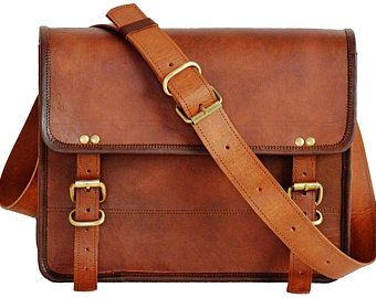 Vintage Brown Leather Messenger Bag | Handcrafted in Fez