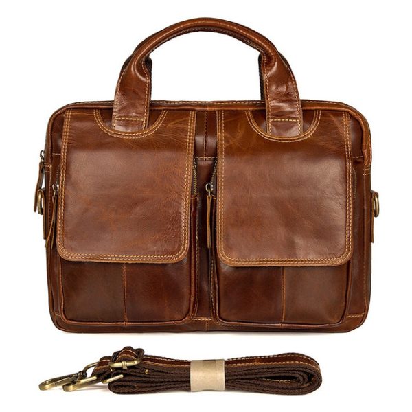Premium Leather Messenger Bag - Chestnut Brown Handcrafted Stylish Design