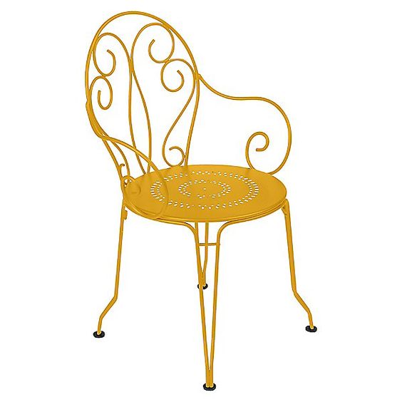 Modern Hand-Forged Yellow Metal Chair for Indoor/Outdoor Use