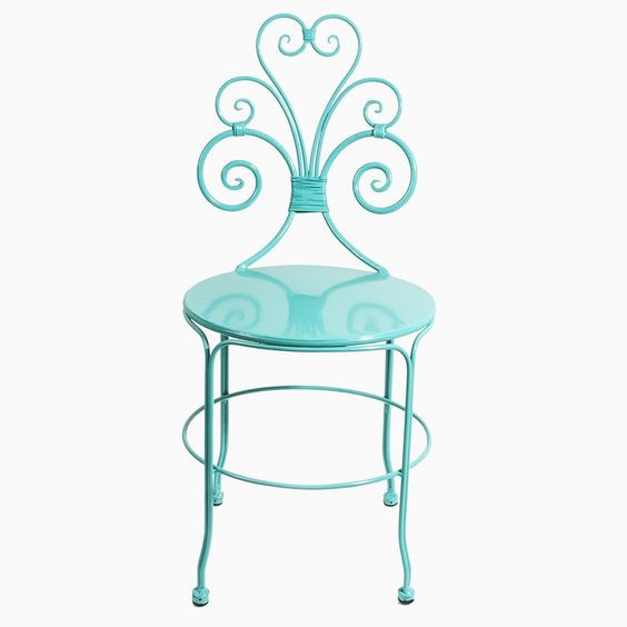 Elegant Hand-Forged Blue Metal Chair - Comfortable & Customizable