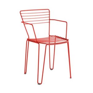 Moroccan Red Metal Chair with Arm Support