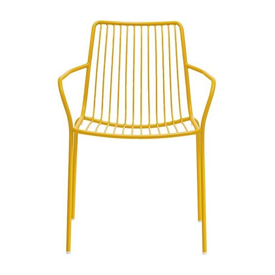 Vibrant Yellow Moroccan Metal Chair - Hand-Forged Indoor & Outdoor Furniture