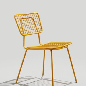 Modern Moroccan Yellow Metal Chair - Hand-Forged Design
