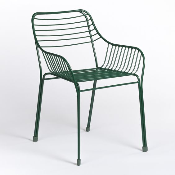 Hand-Forged Green Moroccan Metal Chair for Indoor/Outdoor Use