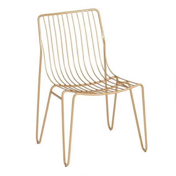 "Moroccan Metal Chair 085 - Gold Finish, Hand-Forged Elegance"