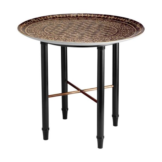 Exotic Moroccan Metal Table with Detachable Tray - Handcrafted Elegance