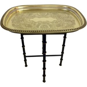 Moroccan Metal Side Table with Detachable Tray