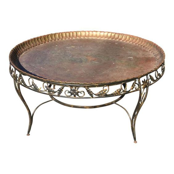 Moroccan-inspired Handcrafted Metal Tray Table - Elegant Design