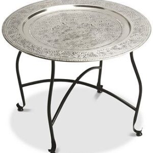 Metal Moroccan Side Table and Serving Tray
