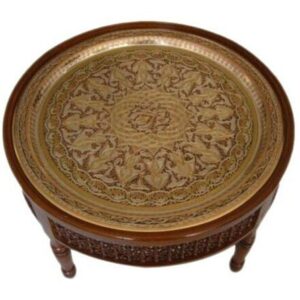 Handmade Exotic Metal Serving Tray - Moroccan Crafted Table