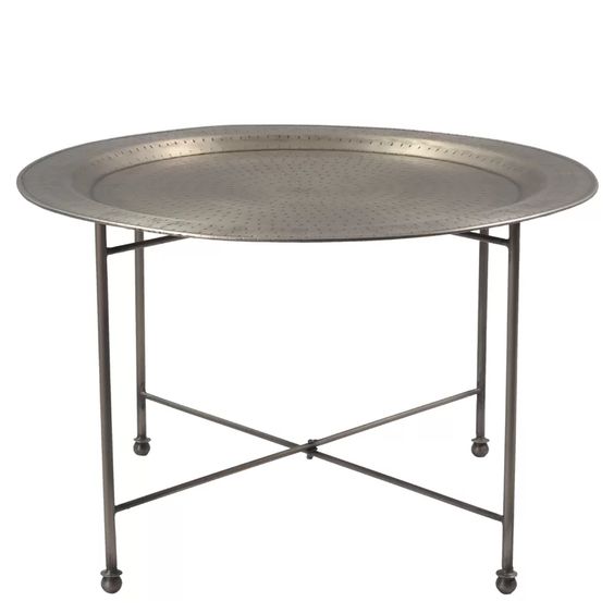 Metal Tray Table - Handcrafted Moroccan Design for Home & Office