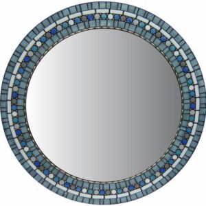 Handcrafted Round Moroccan Teal Tile Mosaic Mirror