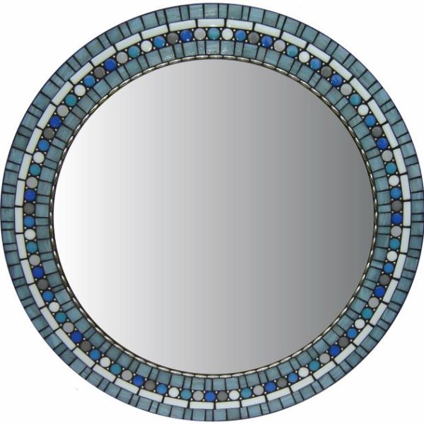 Handcrafted Round Moroccan Teal Tile Mosaic Mirror