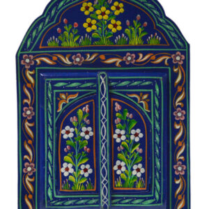 Warm Floral Indigo Vintage Moroccan Mirror